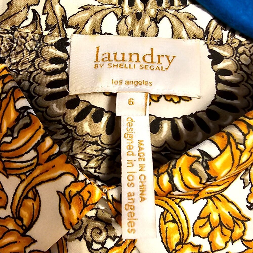 Laundry By Shelli Segal Womens Long Sleeve Baroque Print Blouse Size 6 - Picture 5 of 12